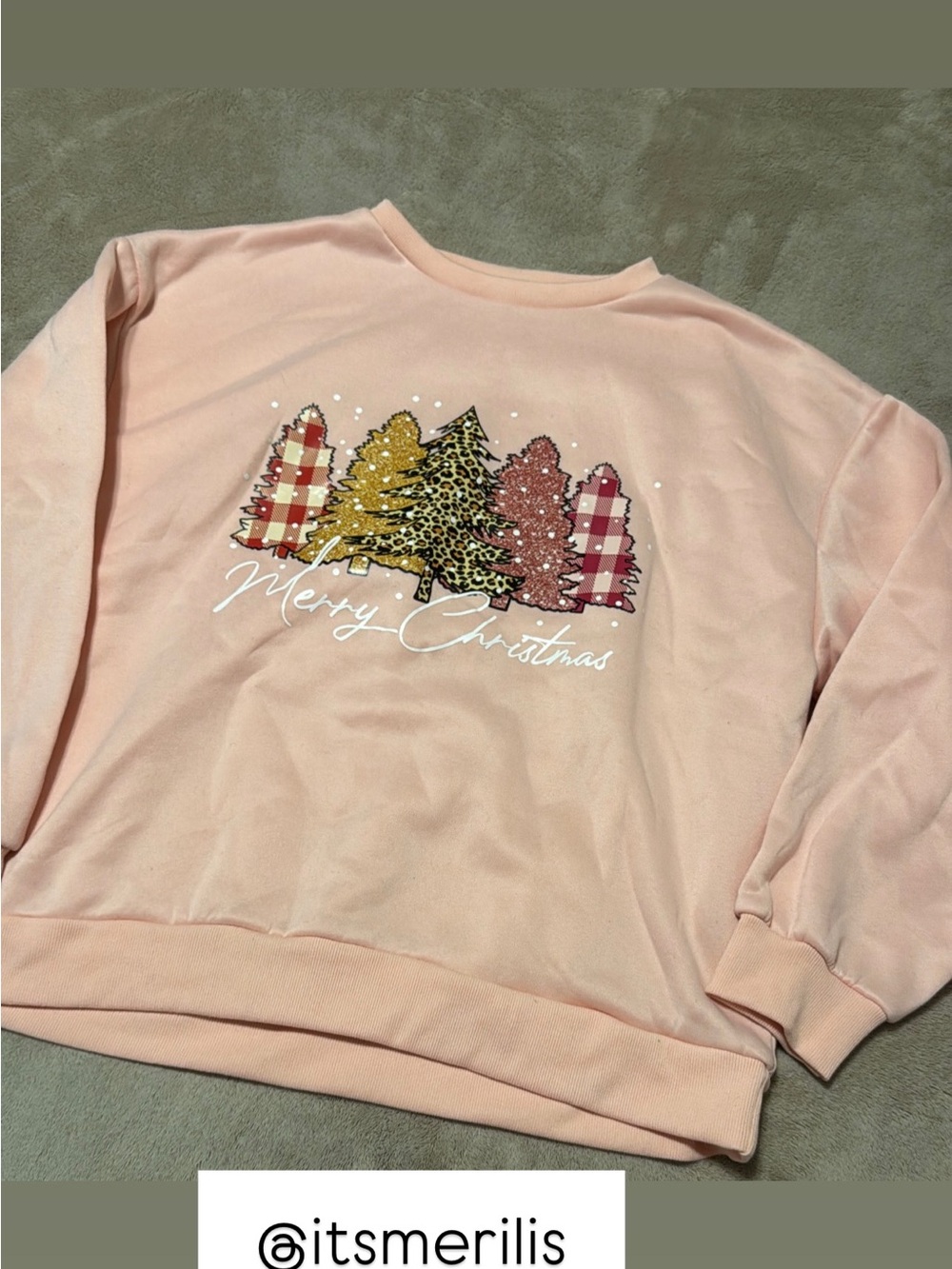 SHEIN Pink Merry Christmas Crewneck Sweatshirt